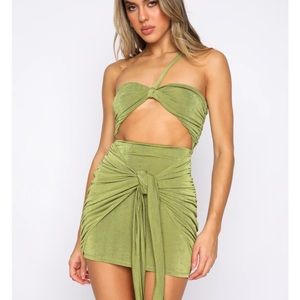 White Fox Boutique love language mini dress green